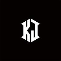 KJ Logo monogram with shield shape designs template vector