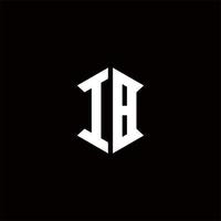 IB Logo monogram with shield shape designs template vector