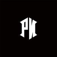 PN Logo monogram with shield shape designs template vector