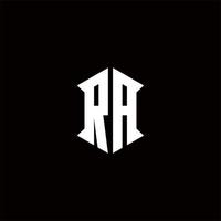 RA Logo monogram with shield shape designs template vector