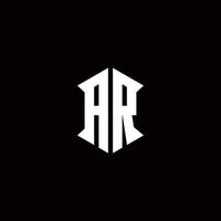AR Logo monogram with shield shape designs template vector