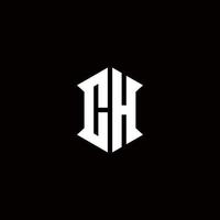 CH Logo monogram with shield shape designs template vector