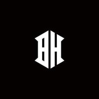 BH Logo monogram with shield shape designs template vector