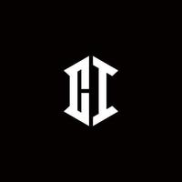 CI Logo monogram with shield shape designs template vector