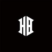 HB Logo monogram with shield shape designs template vector