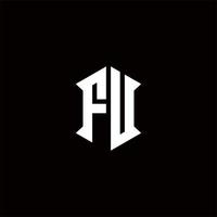 FU Logo monogram with shield shape designs template vector