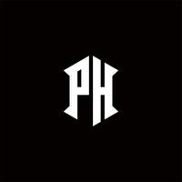 PH Logo monogram with shield shape designs template vector
