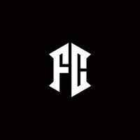 FC Logo monogram with shield shape designs template vector