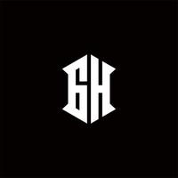GH Logo monogram with shield shape designs template vector