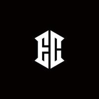 EC Logo monogram with shield shape designs template vector