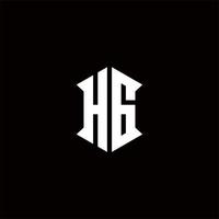 HG Logo monogram with shield shape designs template vector