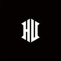 HU Logo monogram with shield shape designs template vector