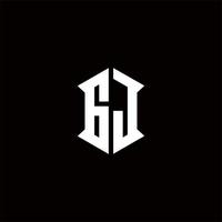 GJ Logo monogram with shield shape designs template vector