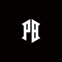 PB Logo monogram with shield shape designs template vector
