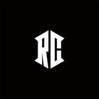 rc logo monograma con proteger forma diseños modelo vector