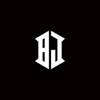 BJ Logo monogram with shield shape designs template vector