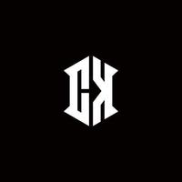 CK Logo monogram with shield shape designs template vector