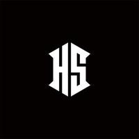 HS Logo monogram with shield shape designs template vector