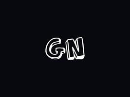Black White Gn Logo, Initial GN Letter Logo Icon Vector