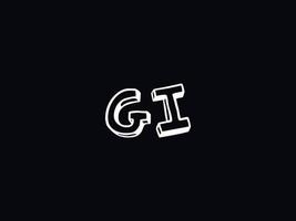 Black White Gi Logo, Initial GI Letter Logo Icon Vector