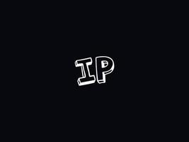 Initial Ip Letter Logo, Black White IP Brush Logo Icon Vector Stock