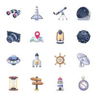 Pack of Explore 2D Icons vector