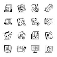 Pack of 16 Maths Sketchy Style Icons vector