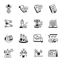 Pack of Sketchy Icons Depicting Math Study vector