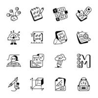 Set of Math Exercise Doodle Style Icons vector