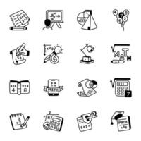 Set of Learning Maths Icons in Doodle Style vector