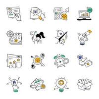 Business and Media Advertising Hand Drawn Icons vector