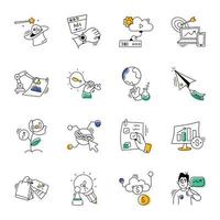 Set of Business and Advertising Hand Drawn Icons vector