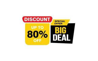 80 Percent BIG DEAL offer, clearance, promotion banner layout with sticker style. vector