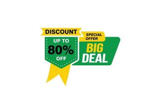 80 Percent BIG DEAL offer, clearance, promotion banner layout with sticker style. vector