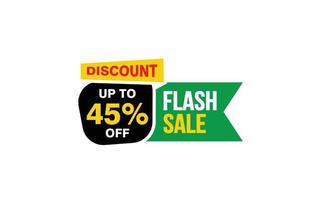 45 Percent FLASH SALE offer, clearance, promotion banner layout with sticker style. vector