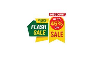 45 Percent FLASH SALE offer, clearance, promotion banner layout with sticker style. vector