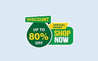 80 Percent SHOP NOW offer, clearance, promotion banner layout with sticker style. vector