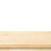Empty wood table on isolate white background and display montage for product. photo