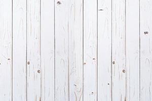 Old wooden plank painted in white color with copy space. photo
