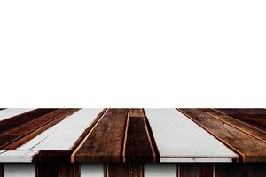 Empty wood table on isolated white background with display montage for product. photo