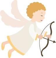 Cupid or angel with bow and arrow. vector