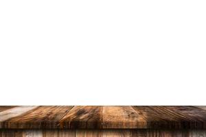 Empty wood table on isolate white background and display montage with copy space for product. photo