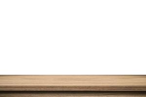 Empty wood table on isolate white background and display montage with copy space for product. photo