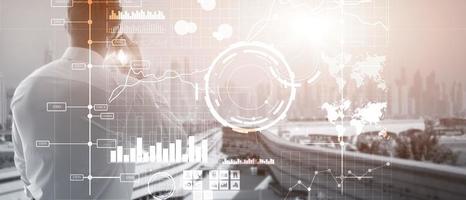 BI Key performance indicator KPI Analysis dashboard transparent blurred background. Business intelligence photo