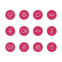 UI UX button set for video conferencing and meetings application vector