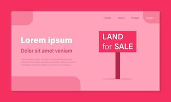 Land for sale layout page. That tract of land for owned, sale, development, rent, buy. And investment to growth, profit, wealth and value vector