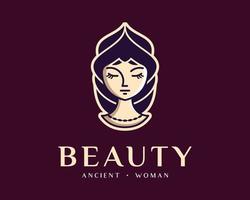 hermosa mujer étnico grupo tradicional mujer belleza antiguo elegante lujo vector logo diseño