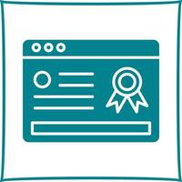 icono de vector de certificado en línea