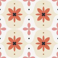 Cute geometrical texture with abstract shapes and flowers. Repetitive vector seamless pattern. Vintage ceramic tile background