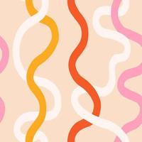 Vector twisted curvy lines pattern. Abstract seamless texture with hand drawn swirl lines. Funky background in retro style